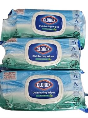 Clorox Disinfecting Wipes Cleaning Wipes Flex Pack Fresh Scent 75 Count 3-PACK N